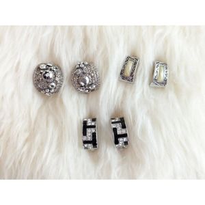 Elegant Silver and Black Women's Earrings Set